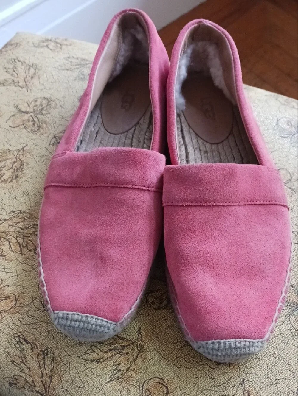 UGG Pink Suede Espadrille Slip-Ons